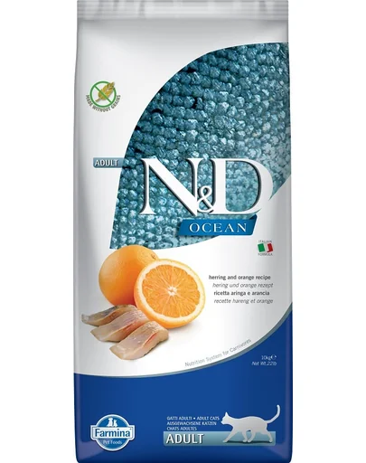 FARMINA N&amp;D Ocean Cat Adult Herring &amp; Orange hrana uscata pentru pisici cu hering si portocale 10 kg
