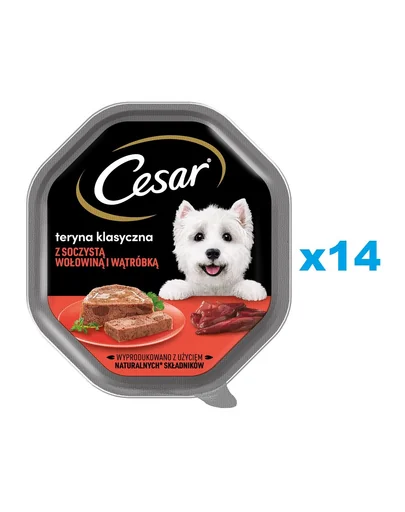 CESAR Pachet mancare umeda pentru caini adulti, ficat si vita 14x150 g