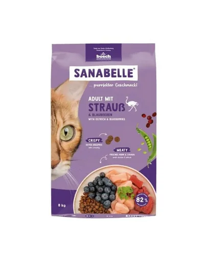 SANABELLE Adult 8 kg hrană uscată cu struț pentru pisici adulte