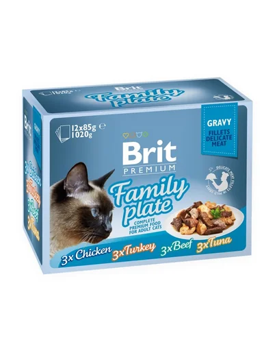 BRIT Premium by Nature pisici fileuri în sos Family Plate 12x85g