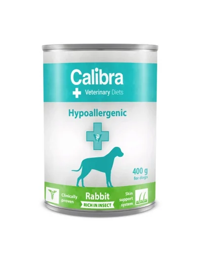 CALIBRA Veterinary Diet Dog Hypoallergenic Insect & Rabbit 400 g dieta completa pentru cainii cu intolerante alimentare si probleme de piele