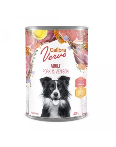 CALIBRA Dog Verve GF Adult Pork&amp;Venison 400 g conserva Calibra hrana umeda fara cereale, porc si vanat pentru caini
