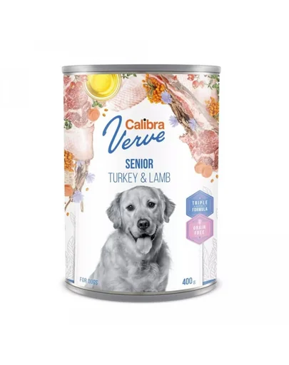 CALIBRA Dog Verve GF Senior Turkey&Lamb 400 g conserva fara cereale, curcan si miel pentru caini seniori