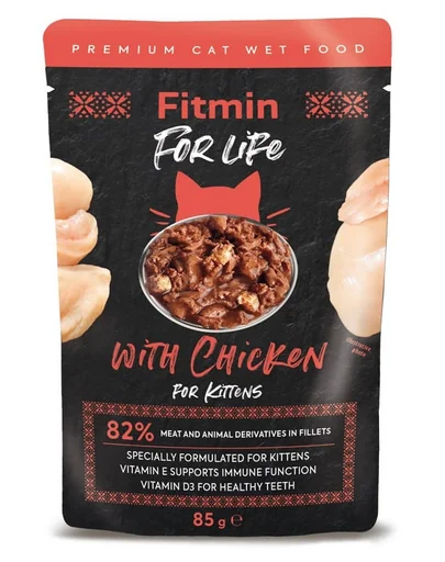 FITMIN Cat For Life pouch kitten chicken 85 g hrana umeda pentru pisoi cu pui
