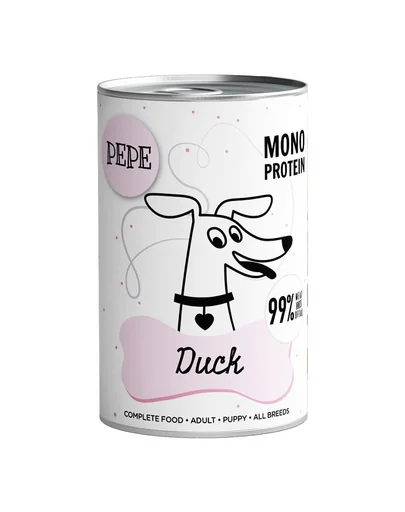 PAKA ZWIERZAKA PEPE Hrană umedă monoproteică cu carne de rață 99% 800 g