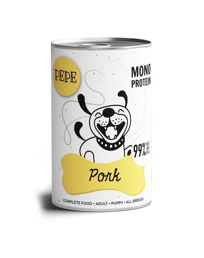 PAKA ZWIERZAKA PEPE Hrană umedă monoproteică cu carne de porc 99% 800 g