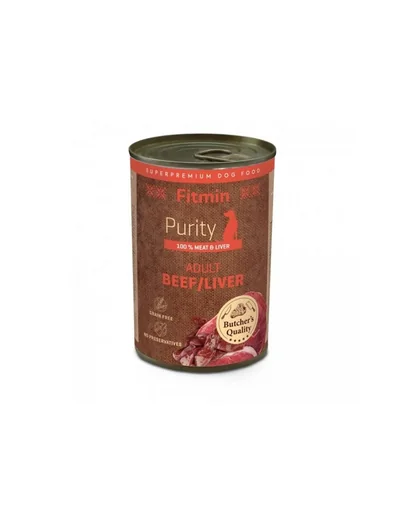 FITMIN Purity Adult Dog Beef with liver 400g hrană umedă câini vită și ficat, fără cereale