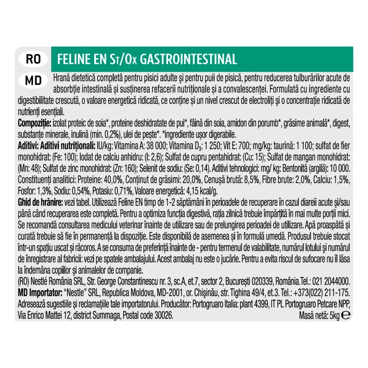 PURINA Pro Plan Veterinary Diets Gastrointestinal, dietă veterinară pisici, hrană uscată, afecțiuni digestive, 5kg