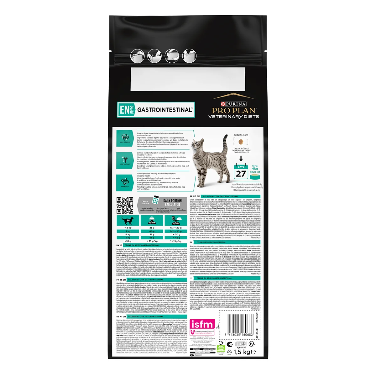 PURINA Pro Plan Veterinary Diets Gastrointestinal, dietă veterinară pisici, hrană uscată, afecțiuni digestive, 1.5kg