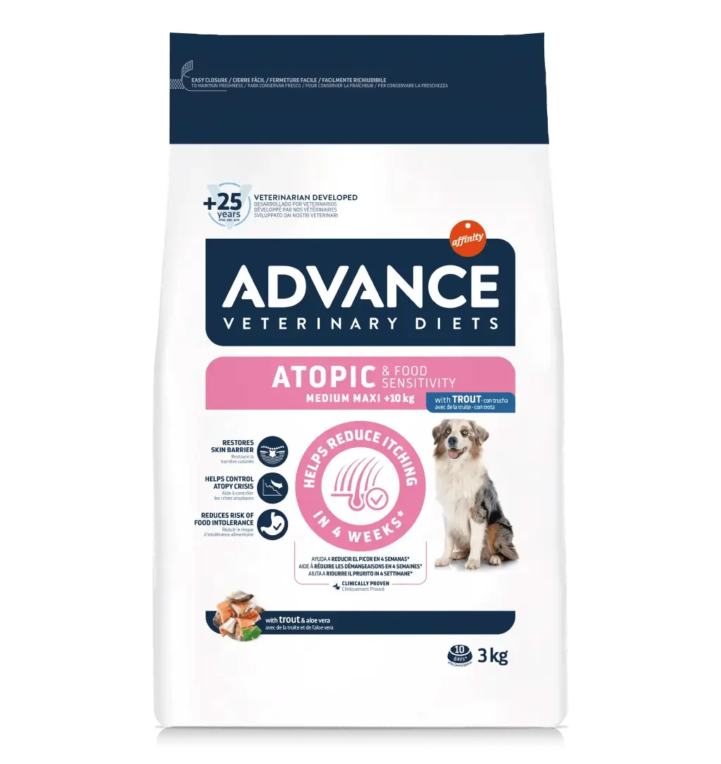 ADVANCE Veterinary Diets Dog Atopic Care, dietă veterinară, hrană uscată câini, afecțiuni dermatologice ADVANCE Veterinary Diets Atopic Medium/Maxi, M-L, dietă veterinară câini, hrană uscată, afecțiuni dermatologice, 3kg