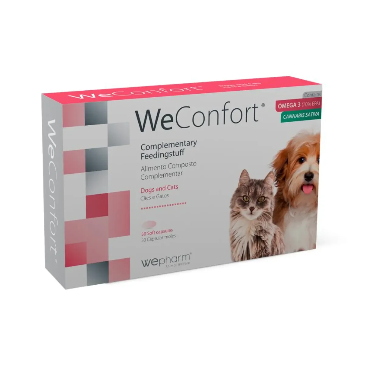 WEPHARM WeConfort, supliment sistem nervos & calmante câini, capsule WEPHARM WeConfort, XS-XL, supliment sistem nervos & calmante câini și pisici, flacon, 30 capsule