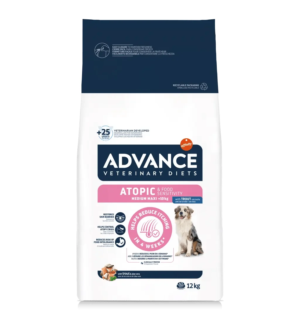 ADVANCE Veterinary Diets Dog Atopic Care, dietă veterinară, hrană uscată câini, afecțiuni dermatologice ADVANCE Veterinary Diets Atopic Medium/Maxi, M-L, dietă veterinară câini, hrană uscată, afecțiuni dermatologice, 12kg