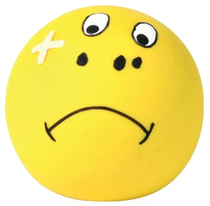 Trixie, jucărie minge smiley câini, cu sunet, latex, 6cm, multicolor