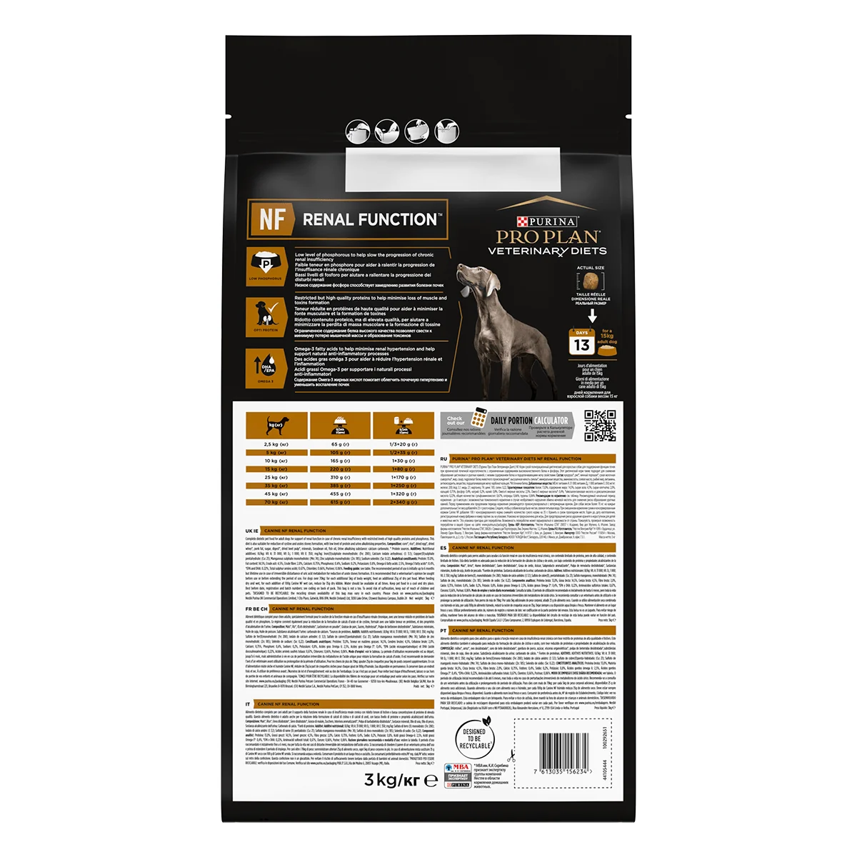 PURINA Pro Plan Veterinary Diets Renal Function, dietă veterinară câini, hrană uscată, afecțiuni renale, 3kg
