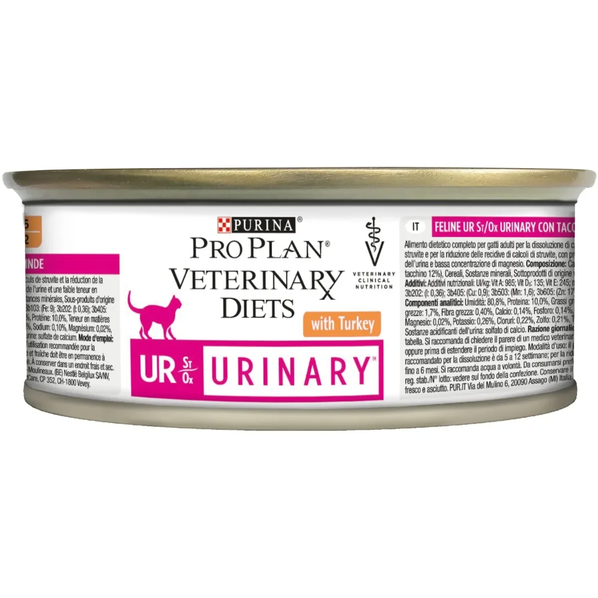 PURINA Pro Plan Veterinary Diets Urinary Mousse, dietă veterinară pisici, conservă hrană umedă, afecțiuni urinare, 195g