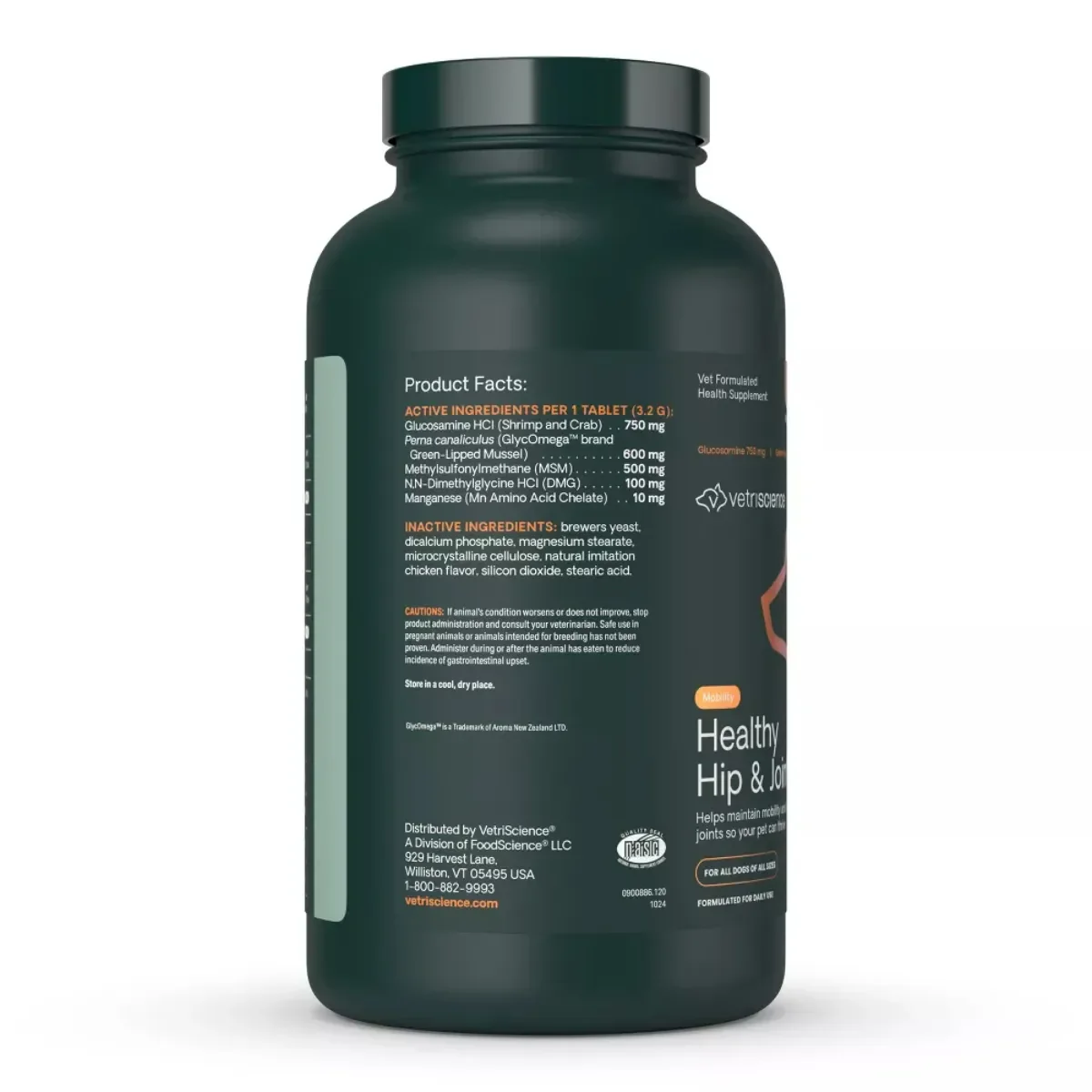 VETRISCIENCE Healthy Hip & Joint (Glycoflex stage2), supliment sistem articular câini, comprimate masticabile VETRISCIENCE Healthy Hip & Joint (Glycoflex stage2), XS-XL, supliment sistem articular câini, flacon, 120 comprimate masticabile