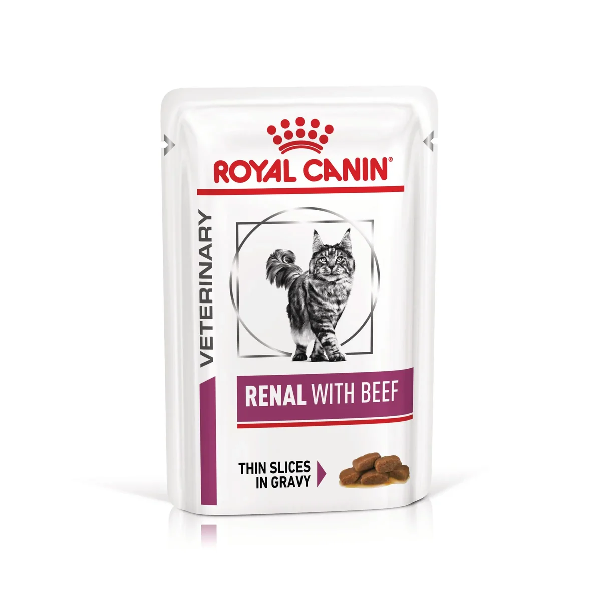 ROYAL CANIN VD Renal, Vită, dietă veterinară, plic hrană umedă pisici, sistem renal, (în sos), bax, 85g x 12buc