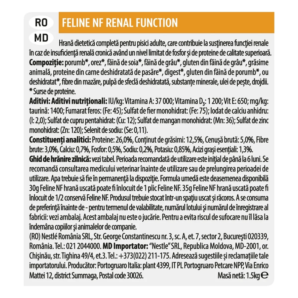 PURINA Pro Plan Veterinary Diets Renal Function, dietă veterinară pisici, hrană uscată, afecțiuni renale PURINA Pro Plan Veterinary Diets Early Care Renal Function, dietă veterinară pisici, hrană uscată, afecțiuni renale, 1.5kg