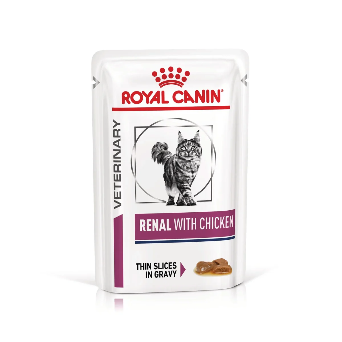 ROYAL CANIN VD Renal, Pui, dietă veterinară, plic hrană umedă pisici, sistem renal, (în sos), bax, 85g x 12buc