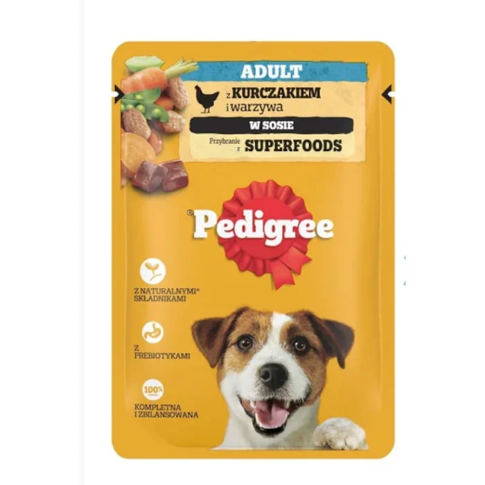 Hrana umeda pentru caini Pedigree Adult cu pui  legume 100 gr