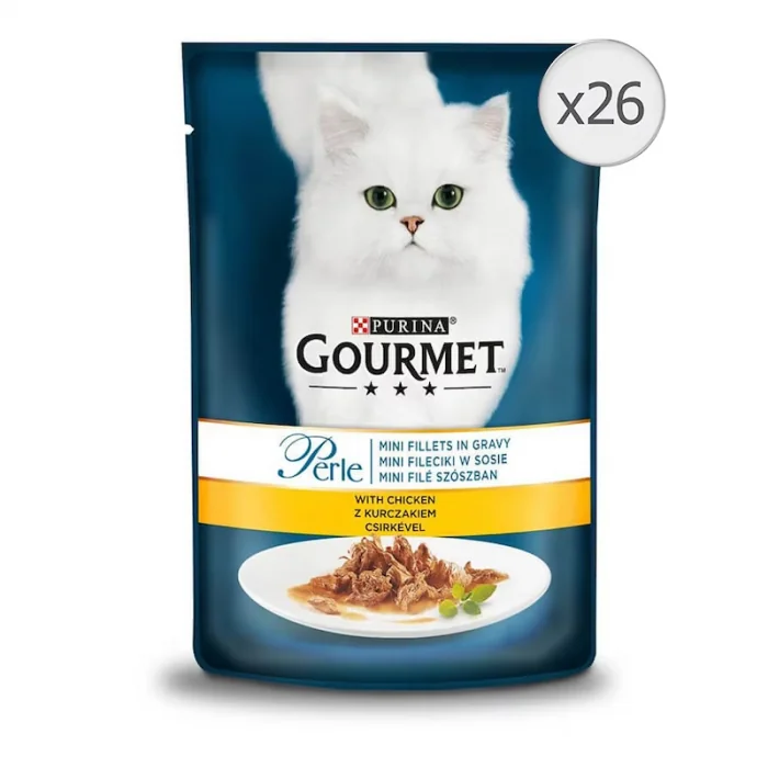Set 26 buc x 85 gr Hrana umeda pentru pisici Gourmet Perle cu pui in sos