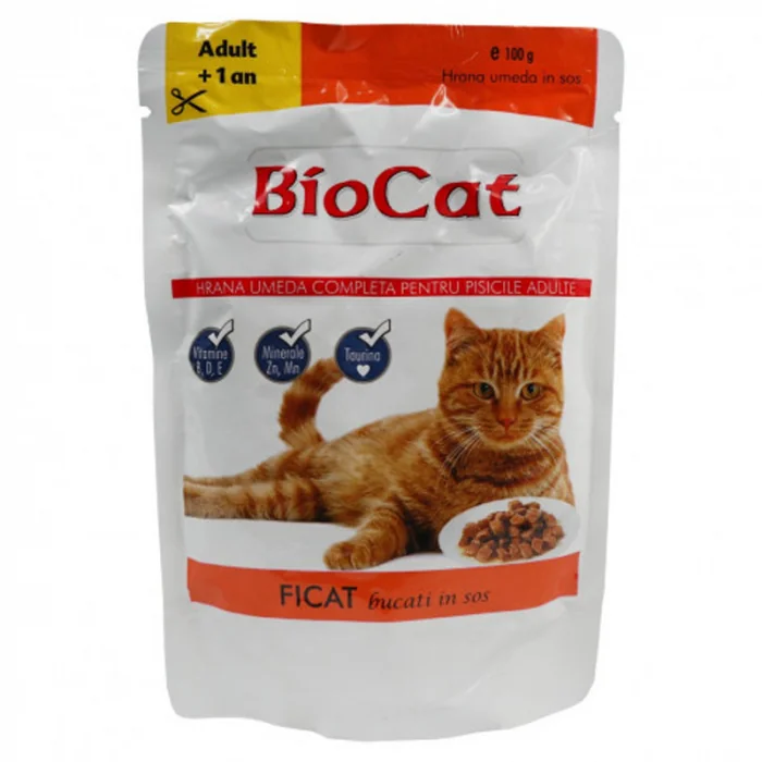 Set 24 buc x 100 gr Hrana umeda pentru pisici Biocat cu ficat in sos