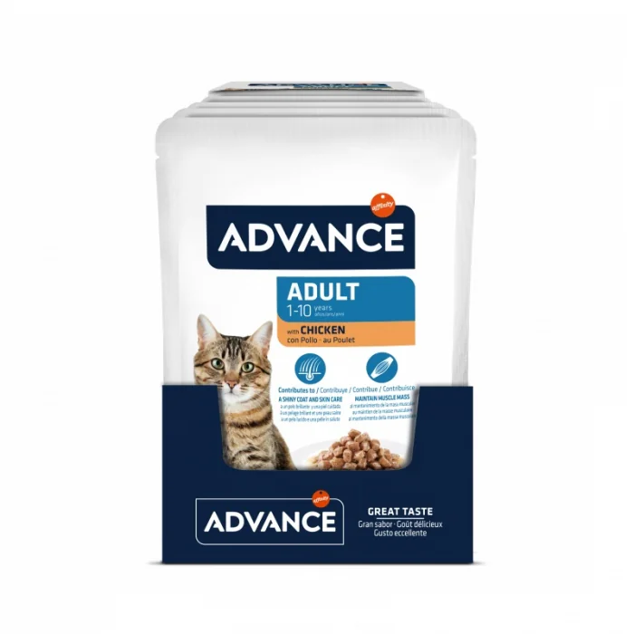 Set 12 buc x 85 gr Hrana umeda pentru pisici Advance cu pui