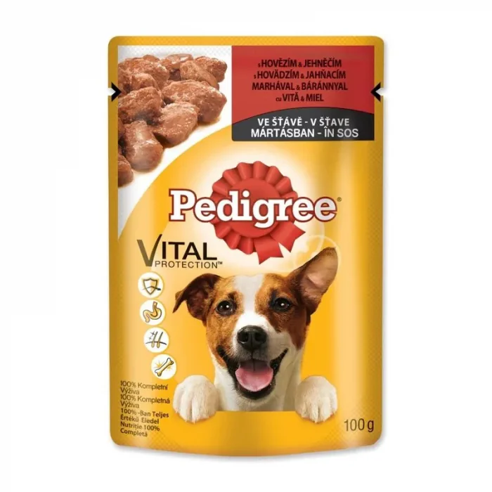 Hrana umeda pentru caini Pedigree Adult cu vita  miel 100 gr