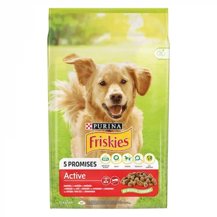 Hrana uscata pentru caini Friskies Active cu vita  legume 10 kg