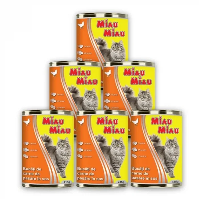 Set 24 buc x 415 gr Conserve pentru pisici Miau Miau cu pui