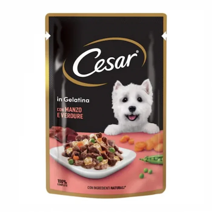 Hrana umeda pentru caini Cesar, cu Vita si Legume, 100 gr