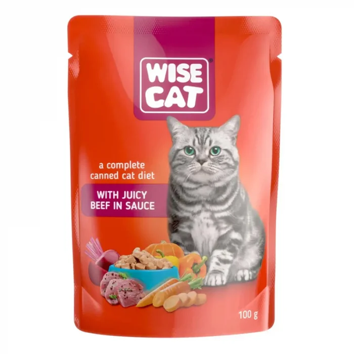 Hrana umeda pentru pisici Wise cu vita 100 gr