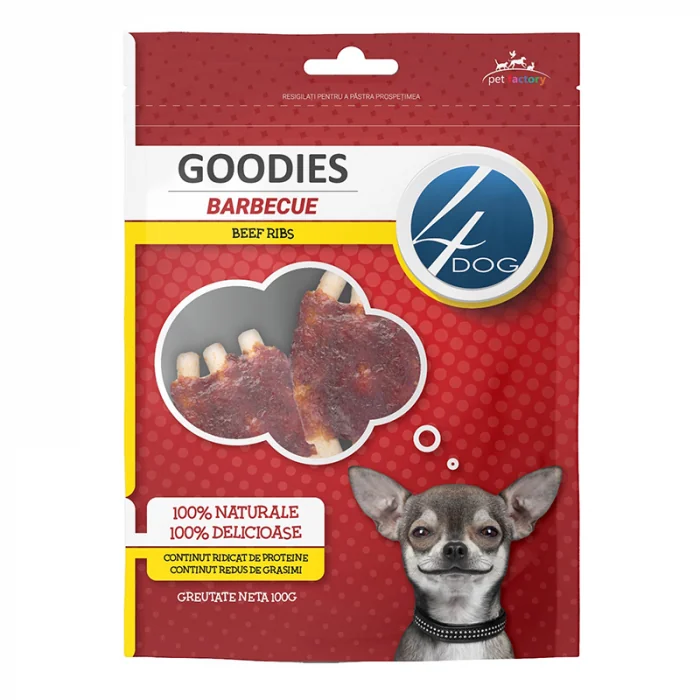 Recompense pentru caini Goodies Barbecue Beef Ribs 100 gr