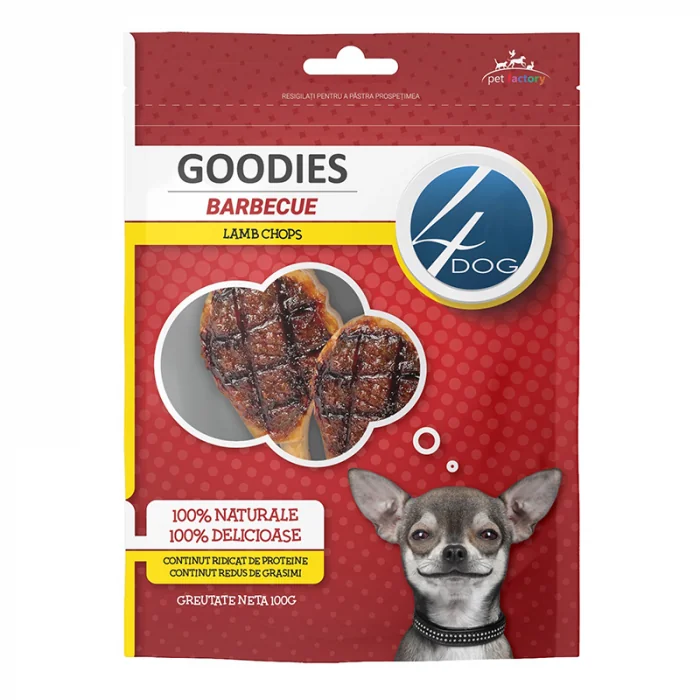Recompense pentru caini 4Dog Goodies Barbecue Lamb Chops 100 gr
