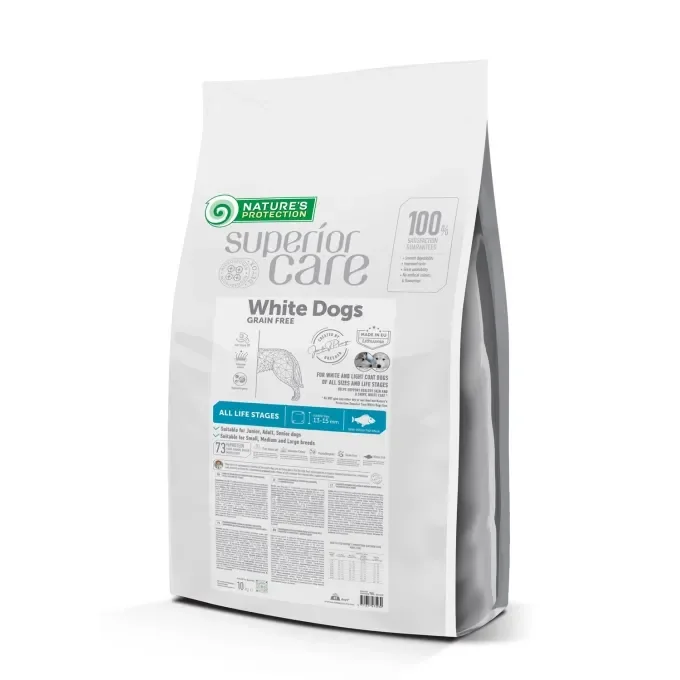 Hrana uscata fara cereale pentru caini Nature s Protection Superior Care White Dogs, cu peste alb, 10 kg