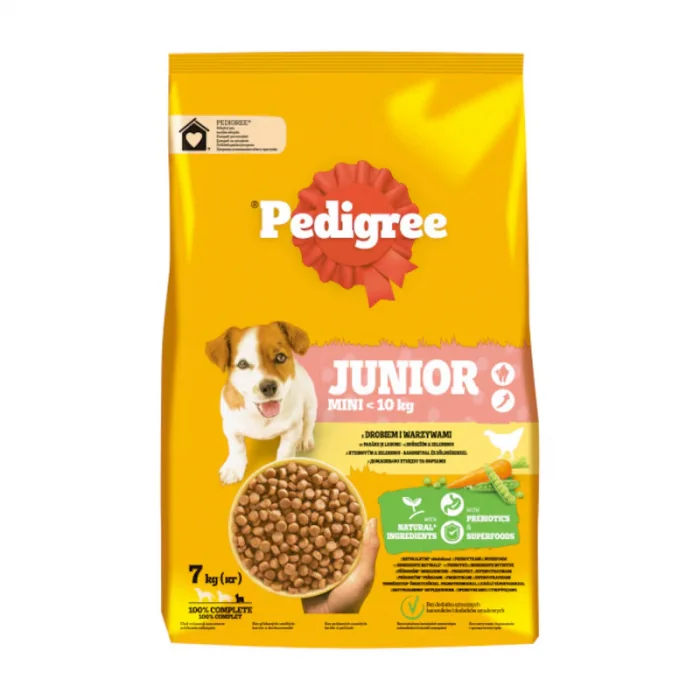 Hrana uscata pentru caini Pedigree Junior cu pui  legume 7 kg