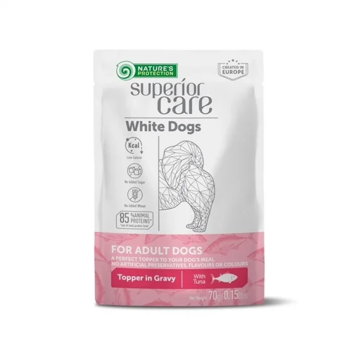 Hrana umeda complementara pentru caini Nature s Protection Superior Care White Dogs, cu ton, 70 g
