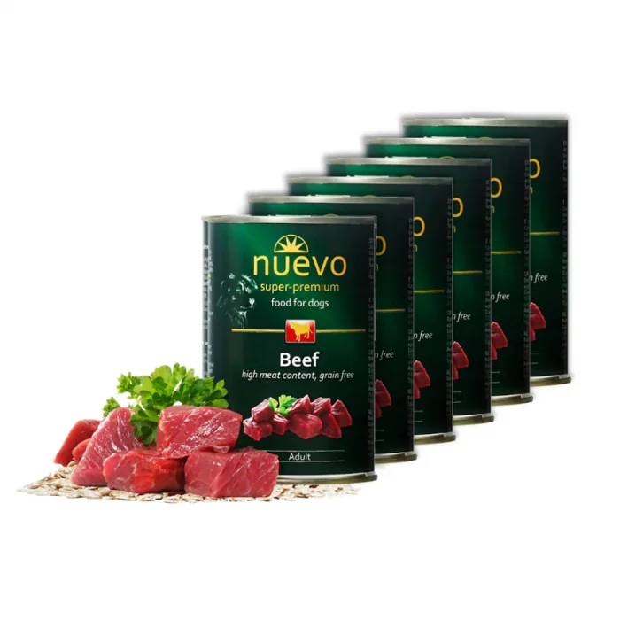 Set 6 buc x 400 gr Conserve pentru caini Nuevo cu vita