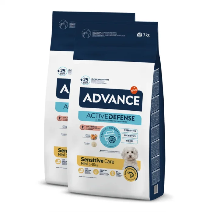 Oferta 2 saci x 7 kg Hrana uscata pentru caini Advance Sensitive Mini Adult cu somon