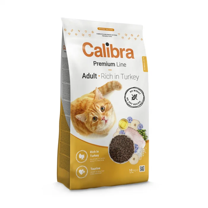 Hrana uscata pentru pisici Calibra Premium Line Adult cu curcan 10 kg