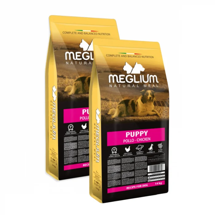 Oferta 2 saci x 14 kg Hrana uscata pentru caini Meglium Puppy