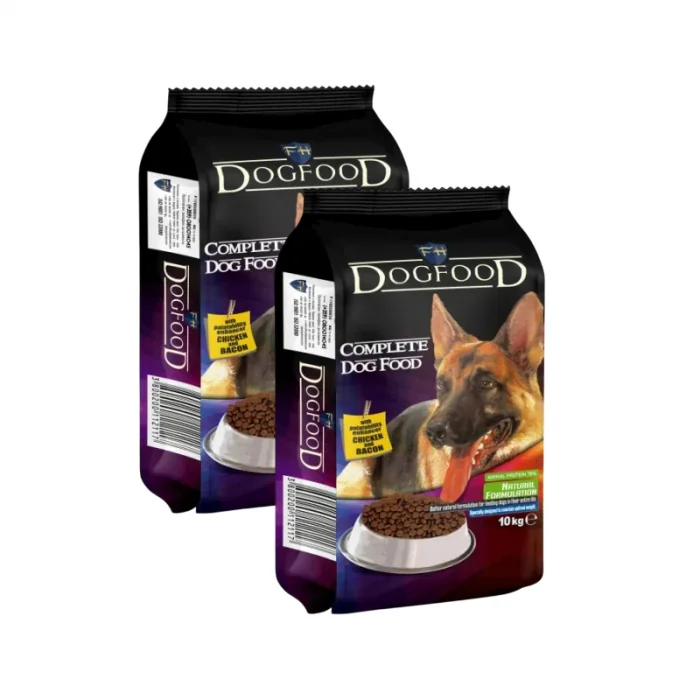 Oferta 2 saci x 10 kg Hrana uscata pentru caini Dog Food cu pui  bacon