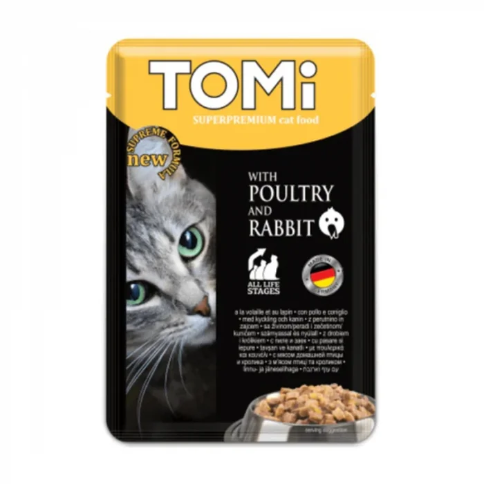 Set 20 buc x 100 gr Hrana umeda pentru pisici Tomi cu pui iepure