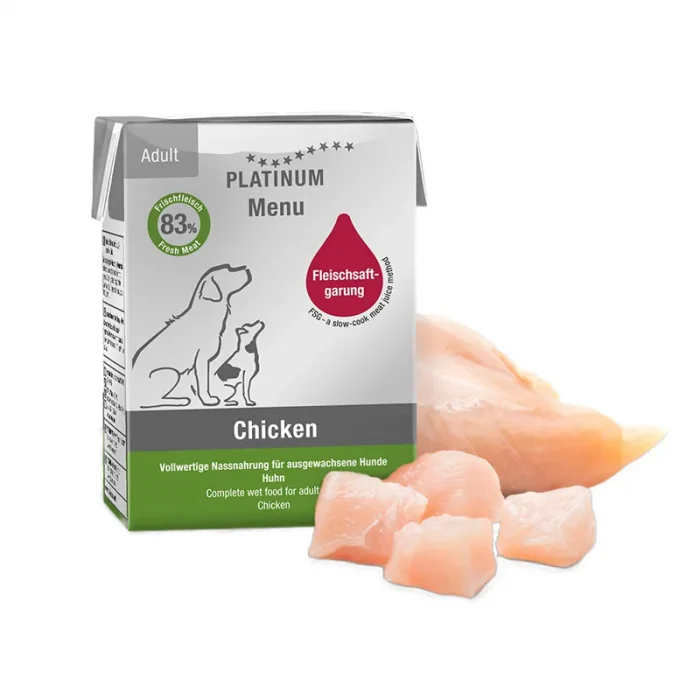 Hrana umeda pentru caini Platinum Menu Adult cu pui 185 gr