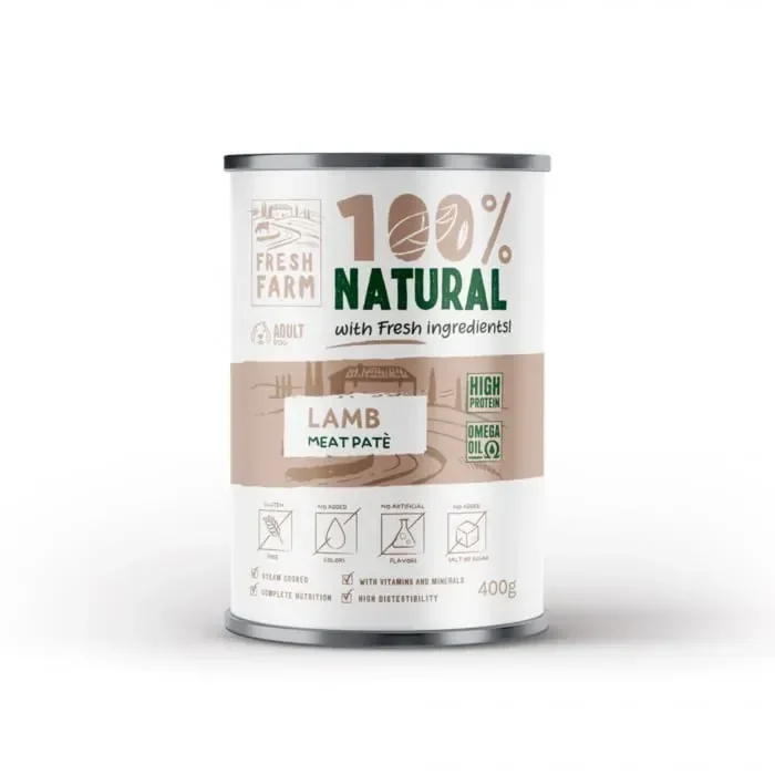 Conserva pentru caini Fresh Farm Smooth Pate cu miel 400 gr