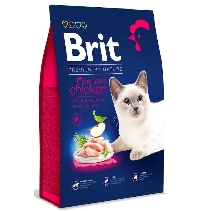 Hrana uscata pentru pisici Brit Premium by Nature Sterilized cu pui 8 kg