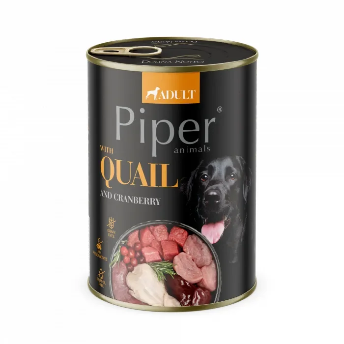 Conserva pentru caini Piper Adult cu prepelita  merisoare 400 gr