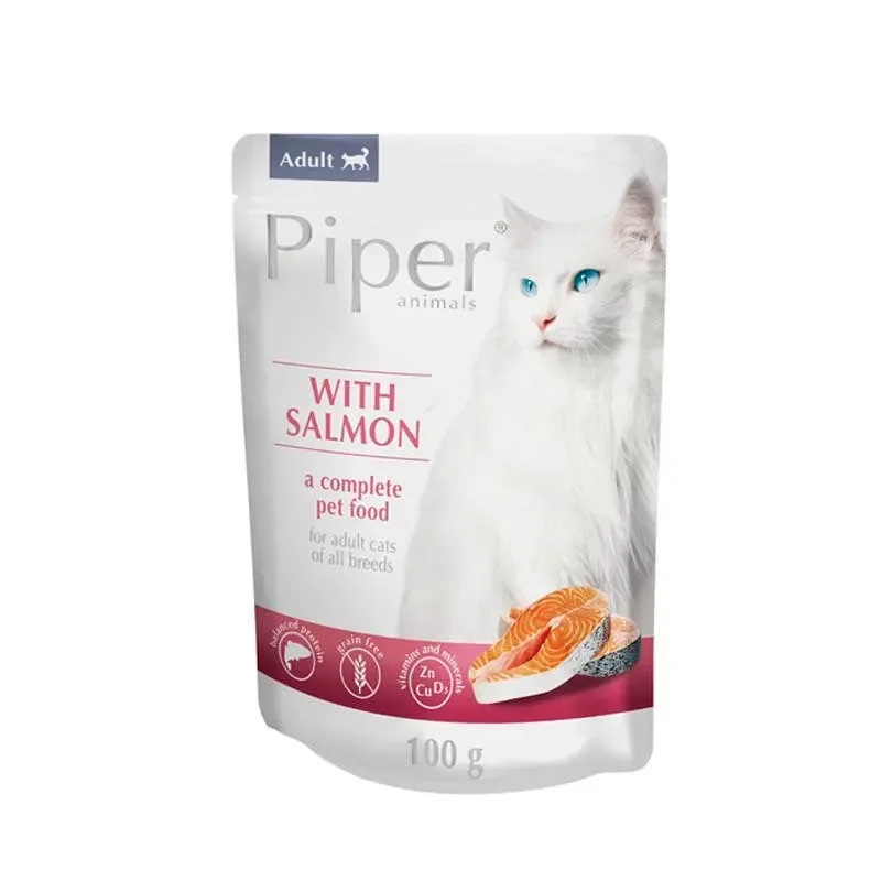 Hrana umeda pentru pisici Piper Adult cu somon 100 gr