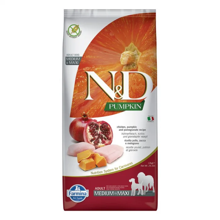 Hrana uscata pentru caini Farmina ND Adult Medium  Maxi cu pui, rodie  dovleac 12 kg