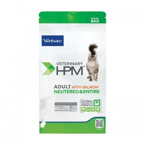 Hrana uscata pentru pisici Virbac HPM Adult Neutered Entire cu somon 7 kg